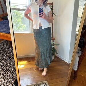 Green Satin Maxi Skirt